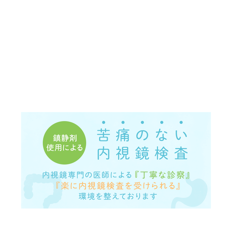 苦痛のない内視鏡検査 内視鏡専門の医師による『丁寧な診察』『楽に内視鏡検査を受けられる』環境を整えております