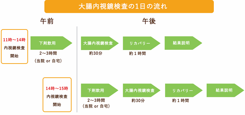 大腸内視鏡検査の1日の流れ